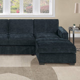 U - Sectional Sofa Upholstered LAF / RAF Chaise With Armless Loveseat And Chairs - Black