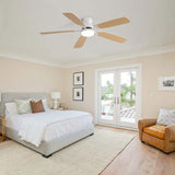 52" Ceiling Fan With LED Light, 6 Speed Remote Control, Reversible DC Motor