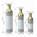 Tall Floor Vase Decorative Vase, Home Accent Decor (Set of 3) - White / Gold