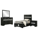 Modern Bedroom Set With Upholstered Headboard And Textured Storage