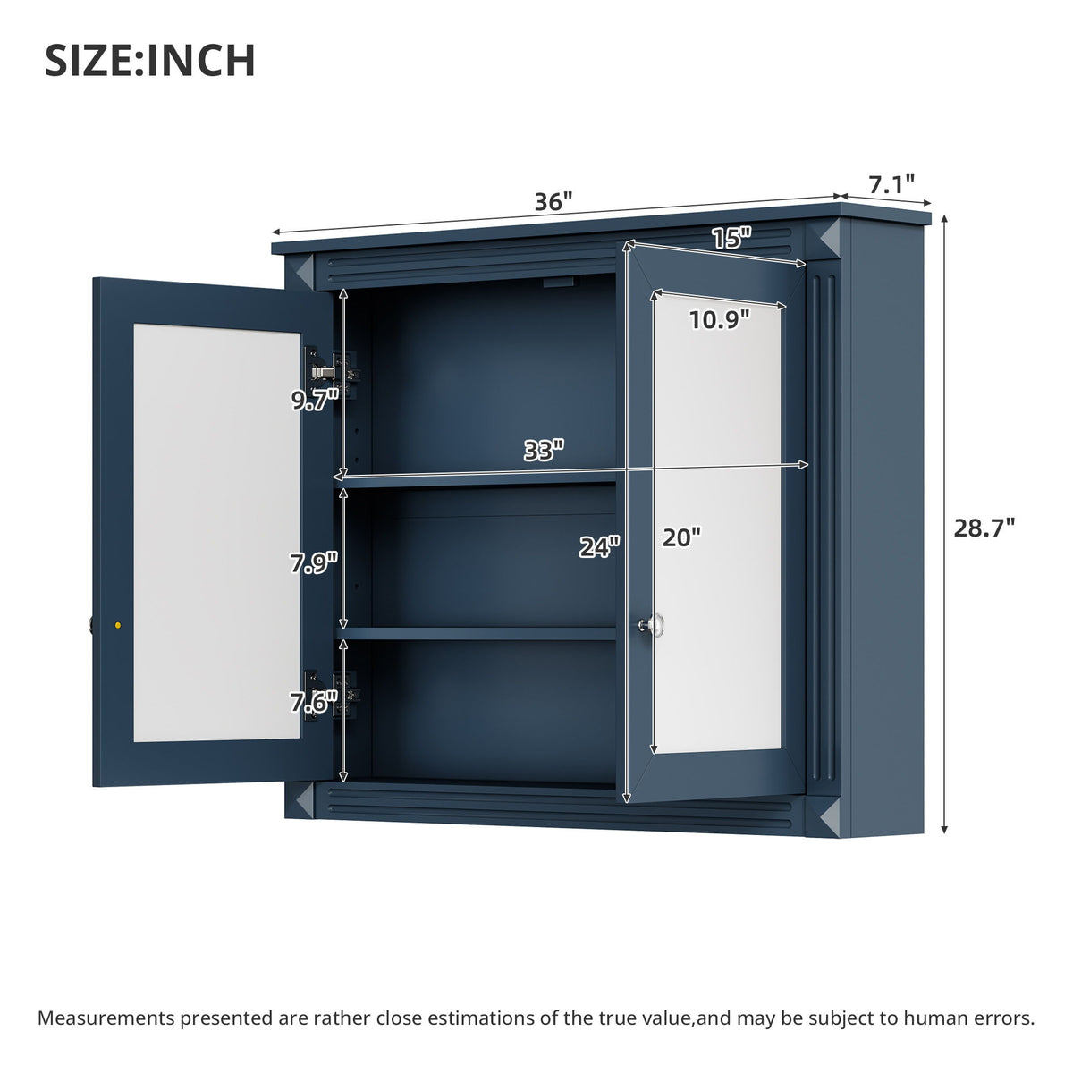 Wall-Mounted Medicine Cabinet With 2 Mirrors, Adjustable Shelves