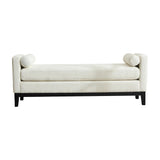 Upholstered End Of Bed Bench With Arms, 2 Bolsters For Bedroom - Ivory