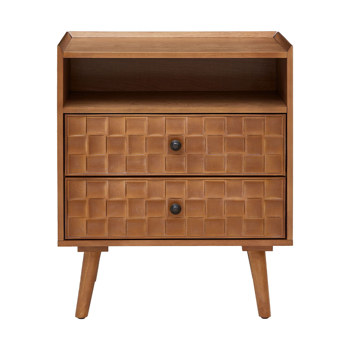 Nightstand With Charging Station, 2 Drawer Bedside Table With Shelf And USB / AC Ports