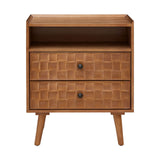 Nightstand With Charging Station, 2 Drawer Bedside Table With Shelf And USB / AC Ports