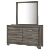 Funston - 6 Drawer Dresser With Mirror - Brown Oak