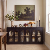 Modern Arched Glass Sideboard With 6 Doors, Buffet Cabinet With Storage And Adjustable Shelves