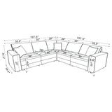 Azure - 5 Piece Upholstered Modular Sectional Sofa - Blue