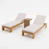 Outdoor Chaise Lounge Set & Side Table, 5 Position Adjustable Patio Recliner