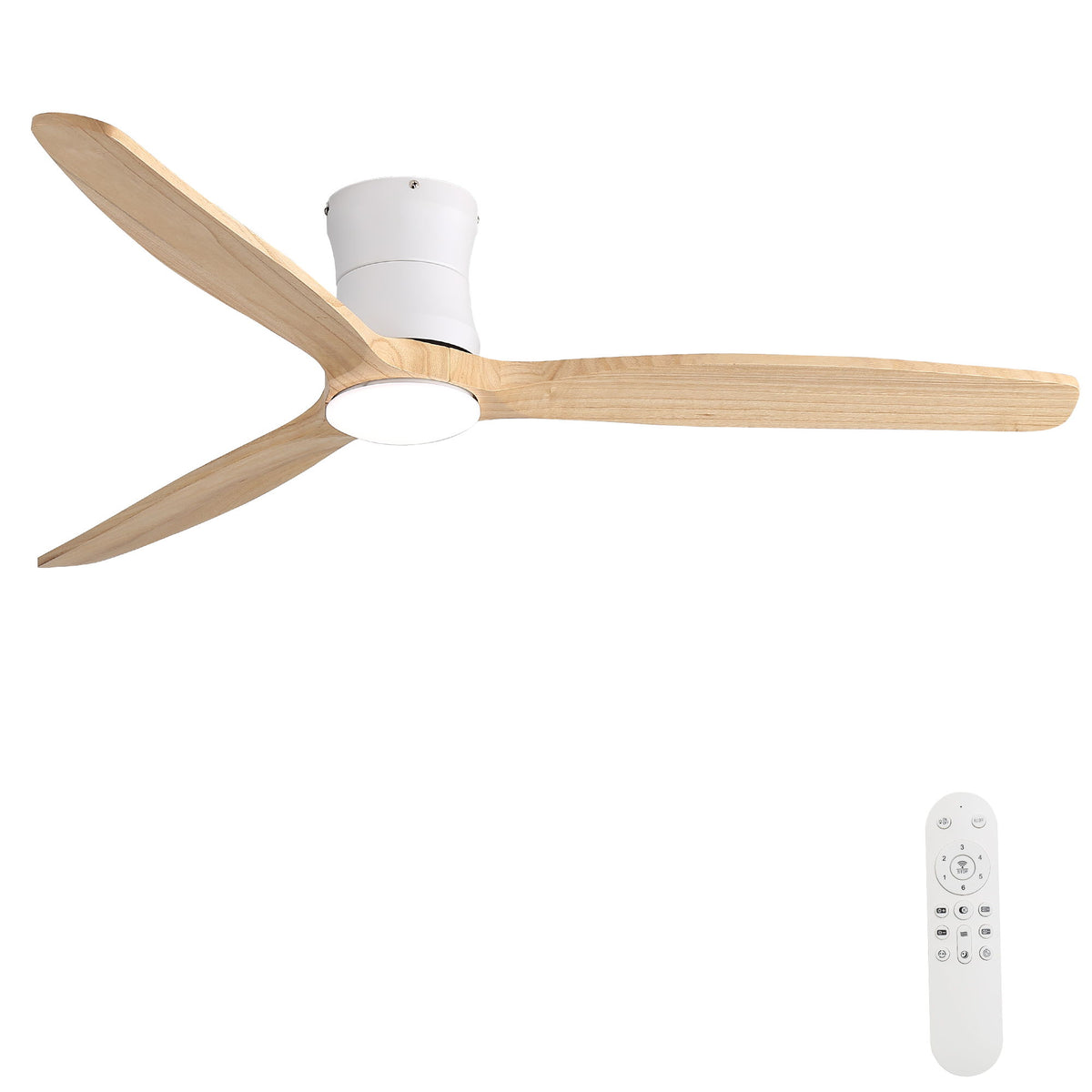52" Ceiling Fan With Light, Dimmable DC Reversible Motor, 3 Blades