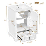 Bathroom Vanity With Sink, Soft Close Door, Adjustable U-Shaped Shelf