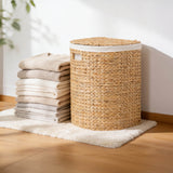 Half Oval Laundry Hamper With Lid - Light Brown
