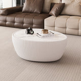 Goose Egg Shape Coffee Table For Living Room - White Pu