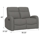 Manual Reclining Loveseat With Dual Seating Support For Living Room