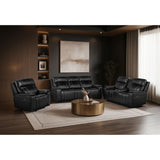 Gary - Power Recliner With Power Recline Motion, Pillow Top Arms, Hidden Cupholders - Black