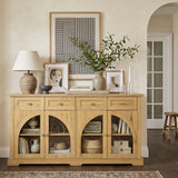 Sideboard Cabinet With 4 Drawers And 4 Arched Glass Doors