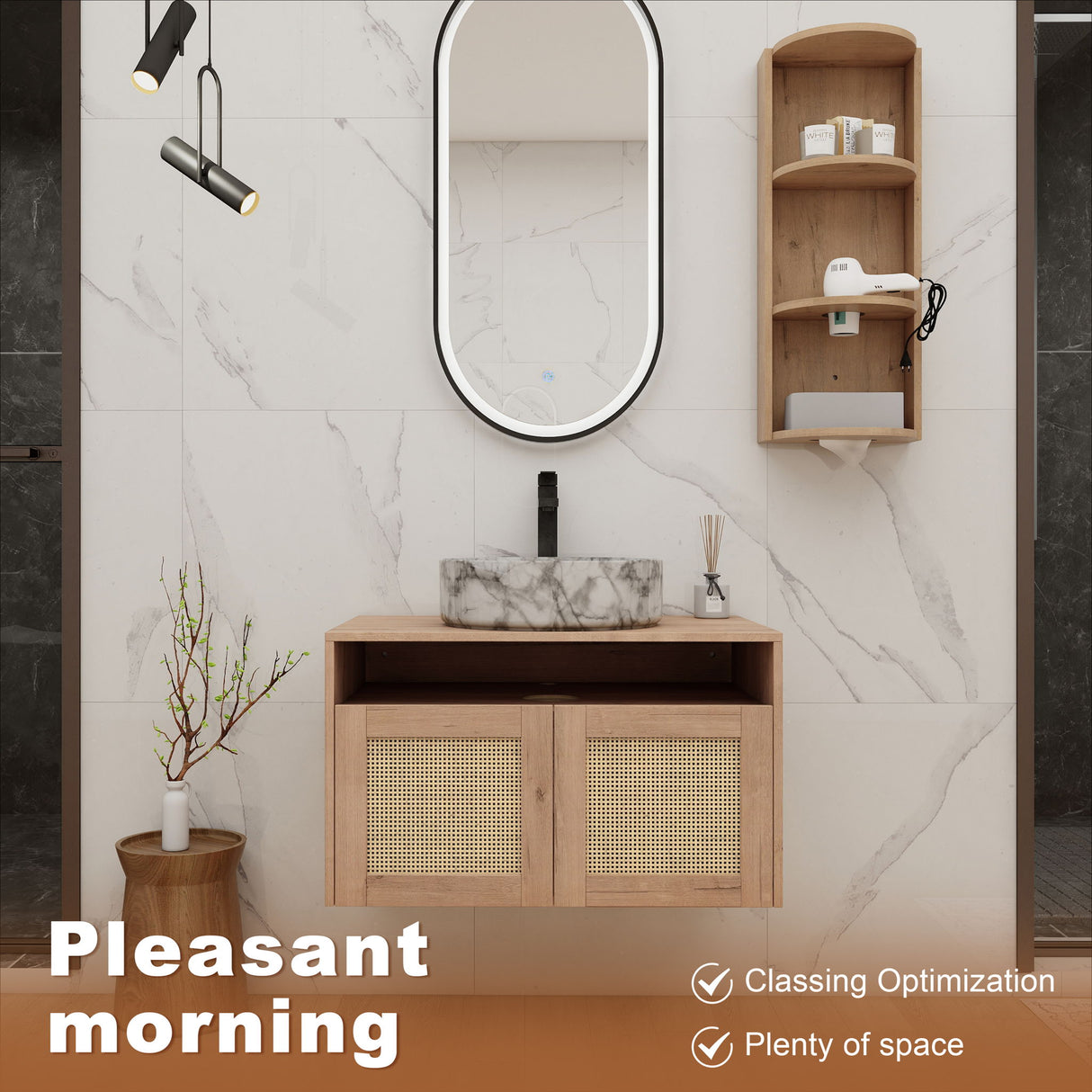 Bathroom Vanity & Art Sink And Storage Rack, Float Mounting Design