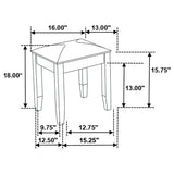Vanity Stool With Padded Seat - White