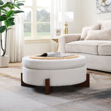 Round Storage Ottoman, Perfect For Sofa - Cream