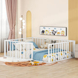 Metal Floor Bed Frame With Fence And Door