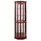 6 Shelf Lighted Corner Curio Cabinet With Adjustable Tempered Glass Shelves And Mirror Back (E26 Light Bulb Not Included)