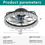 21" Caged Ceiling Fan With Remote Controlled Acrylic LED Lights - Antique Black