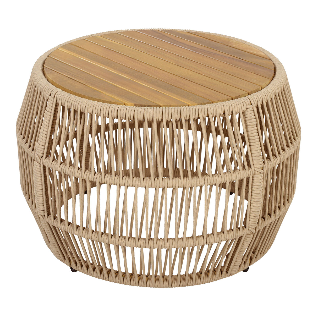 Round Side Table With Rope Frame