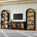 3 Piece TV Stand Set With Bookshel, Entertainment Center With Arched Design