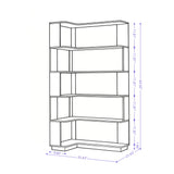 L-Shaped Corner Bookshelf 90Cm Extended Size 5 Tier Freestanding Display Shelf With Anti Tip Safety Features - Light Gray