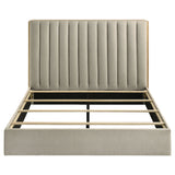 Merritt - Queen Bookcase Storage Bed With Tufted Headboard - Light Oak / Light Tan
