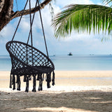 Macrame Hanging Hammock Chair, Rope Swing For Indoor And Outdoor Use