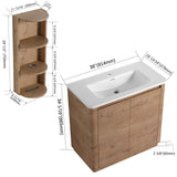 Freestanding Bathroom Vanity With Sink, 2 Soft Close Doors & Storage Rack