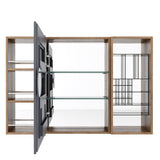 Wall Mounted Bathroom Mirror Cabinet With Adjustable Shelves Storage Cabinet - Imitative Oak