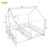 Metal Twin Size House Platform Beds 2 Shared Beds - Antique White