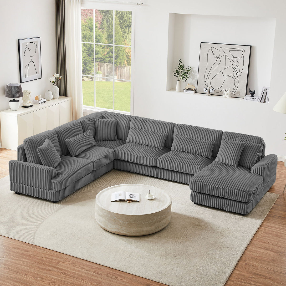 U - Sectional Sofa With Chaise Lounge, Oversized Living Room Couch