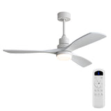52" Blade Ceiling Fan With Remote Controlled LED Light And Quiet DC Motor - White