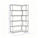Extended Corner Bookshelf For Living Room - Light Gray
