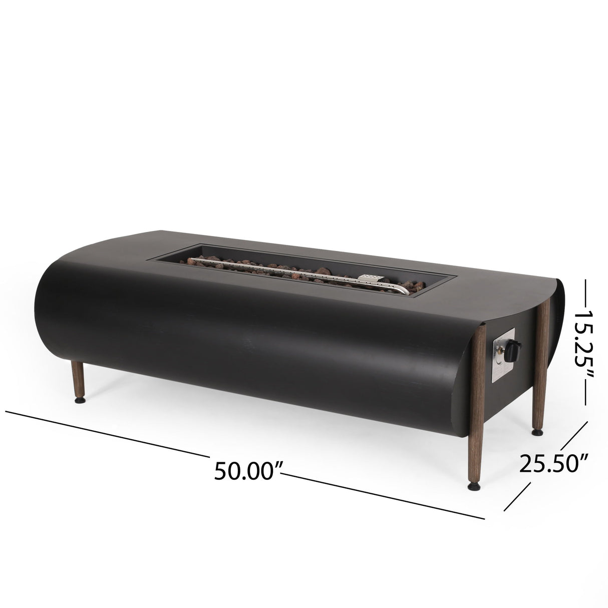 Vernon - Rectangle Fire Pit 50, 000 Btu - Dark Gray
