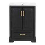 Bathroom Vanity With Sink, 1 Divided Drawer And 2 Soft Close Doors With Double Shelf