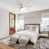 42" Ceiling Fan With 22W LED Light And Remote Control Blades Reversible DC Motor - White