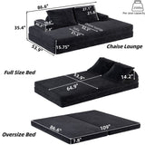 Multifunctional Convertible Sofa Bed With 2 Tumbler Backrests And 2 Pillows, Deep Seat Couch
