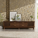 TV Stand For 85" TVs, 4 Smooth Glide Drawers - Walnut