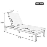 Adjustable Outdoor Patio Lounge Chair Chaise Lounge - Beige / Natural