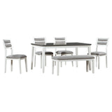 6 Piece Dining Set, Upholstered Chairs And Bench