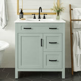 Bathroom Vanity With Sink, 2 Soft Close Drawers, 1 Soft Close Door, Adjustable Shelf