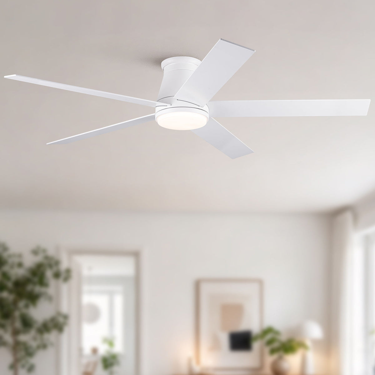 Flush Mount Ceiling Fan With Light