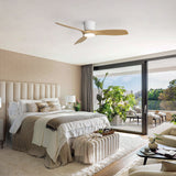 52" Smart Ceiling Fan With Light, 3 Blades DC Motor, Reversible Function - Matte White