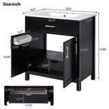 Bathroom Vanity With Sink And Ample Storage, Rectangular Undermount Sink - Black