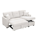 Upholstered Sectional & Pull Out Bed And Chaise Storage - Beige