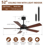 Reversible DC Motor Ceiling Fan With Dimmable LED Light For Living Room