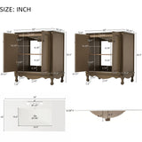 Vintage Double Sink Bathroom Vanity Set With Ceramic Sinks